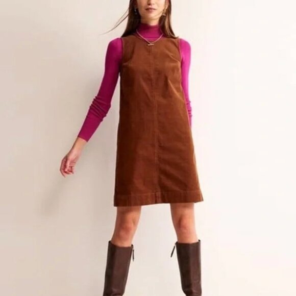Boden Evie Corduroy Sleeveless Shift Dress Jumper in Magenta, 10P - Picture 3 of 11